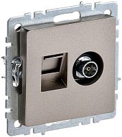 Розетка RJ45+TV Оконечная без рамки IEK Brite РТВ/РК12-БрШ 2-м. шампань картинка